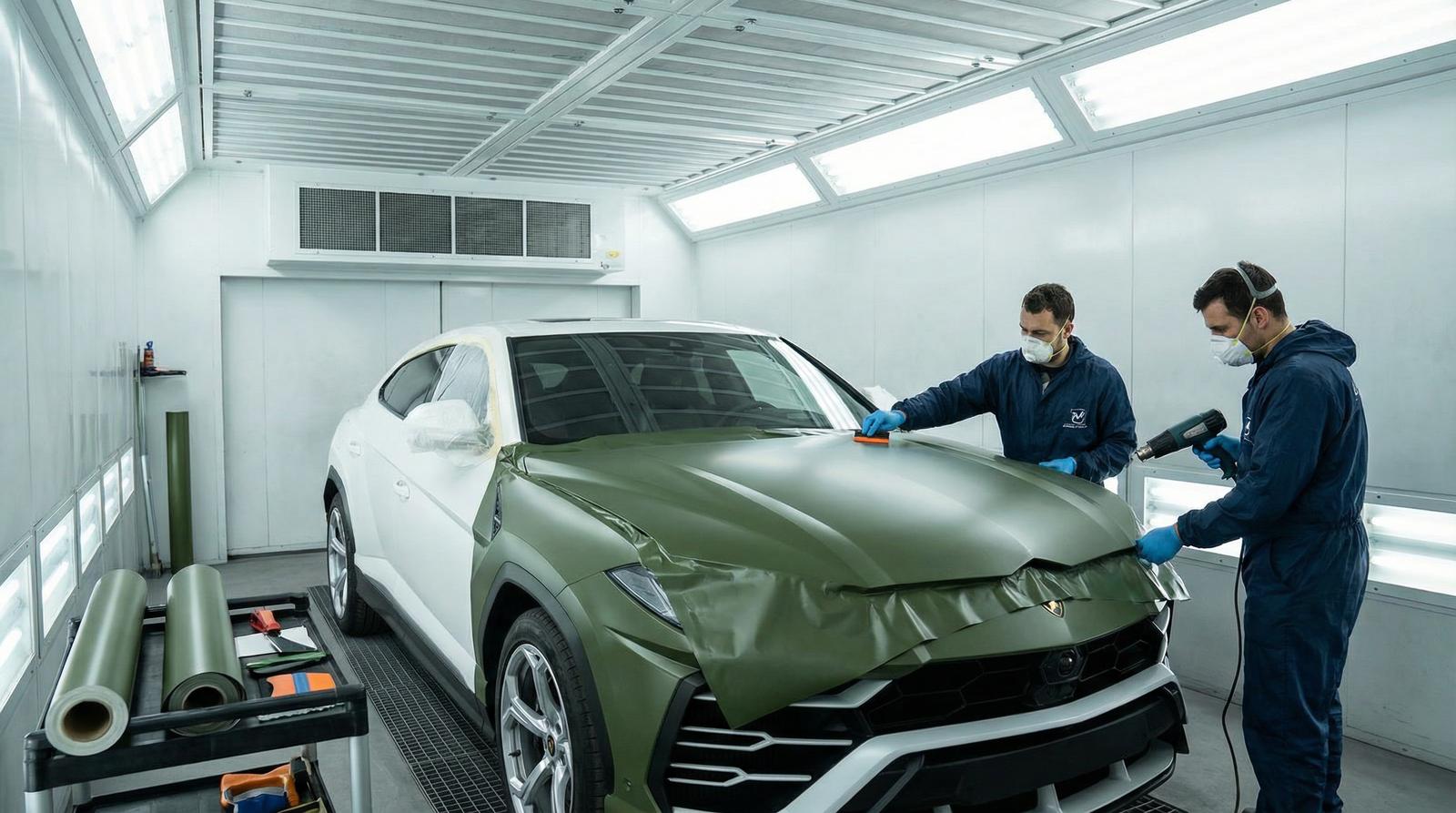 每日大赛改装视频-军绿色车身贴膜