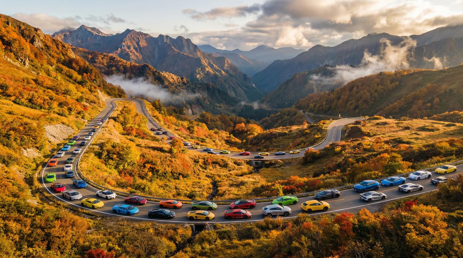每日大赛跑车视频-超跑车队山路巡游